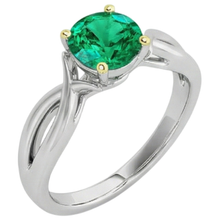 Afbeelding in Gallery-weergave laden, Smaragd Sieraadsteen Ring 2-karaat Bicolor 14K Goud – vooraanzicht
