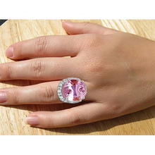 Afbeelding in Gallery-weergave laden, Tandenset 36,75 ct roze kunziet met diamanten ring wit goud 14k