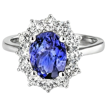 Afbeelding in Gallery-weergave laden, Tanzaniet Diamanten Ring Bloemstijl Dame Gouden Sieraden 2 Karaat