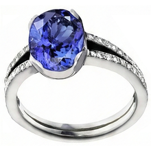 Afbeelding in Gallery-weergave laden, Tanzaniet ovale en ronde Natuurlijke echte diamanten ( niet in een laboratorium gekweekt ) 3,75 karaat edelsteen ring sieraden