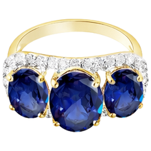 Afbeelding in Gallery-weergave laden, echte round tanzaniet 6karaat ring close-up detail