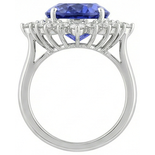 Afbeelding in Gallery-weergave laden, Tanzanite ovale Natuurlijke echte diamanten ( niet in een laboratorium gekweekt ) verlovingsring 8,50 karaat edelsteen sieraden Nieuw