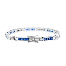 Afbeelding in Gallery-weergave laden, Tennis Armband Ronde Diamant En Prinsessen Saffier