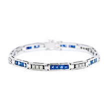 Afbeelding in Gallery-weergave laden, Tennis Armband Ronde Diamant En Prinsessen Saffier