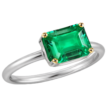 Afbeelding in Gallery-weergave laden, Edelsteen Ring Bicolor 14K Goud met Colombiaanse Smaragd – hoekaanzicht