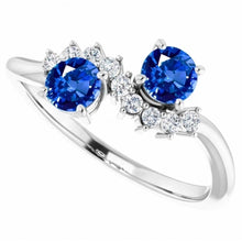Afbeelding in Gallery-weergave laden, Toi et Moi Diamanten Ring 1.18 Karaat Ceylon Sapphire Vrouwen Sieraden 14K