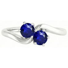 Afbeelding in Gallery-weergave laden, Toi et Moi Jubileumring Rond Ceylon Sapphire 4 Karaats Prong Set