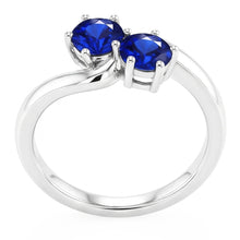 Afbeelding in Gallery-weergave laden, Toi et Moi Jubileumring Rond Ceylon Sapphire 4 Karaats Prong Set