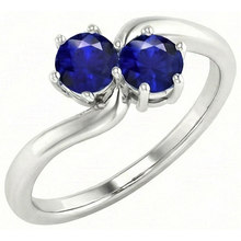 Afbeelding in Gallery-weergave laden, Toi et Moi Jubileumring Rond Ceylon Sapphire 4 Karaats Prong Set