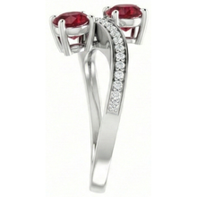 Afbeelding in Gallery-weergave laden, Toi et Moi Ronde Robijn & Diamanten Ring 2.60 Karaat Wit Goud 14K