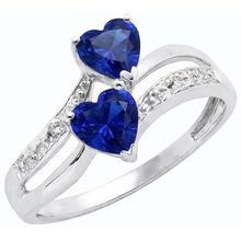 Afbeelding in Gallery-weergave laden, Toi et Moi hart edelsteen Ceylon saffier Natuurlijke echte diamant ( niet in het laboratorium gekweekt )en ring 3,50 karaat