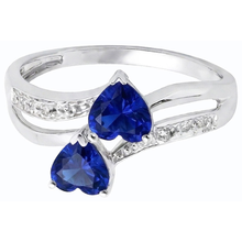 Afbeelding in Gallery-weergave laden, Toi et Moi hart edelsteen Ceylon saffier Natuurlijke echte diamant ( niet in het laboratorium gekweekt )en ring 3,50 karaat