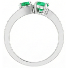 Afbeelding in Gallery-weergave laden, Toi et Moi ronde groene smaragd 2,60 karaat Natuurlijke echte diamanten ( niet in een laboratorium gekweekt ) ring wit goud 14K