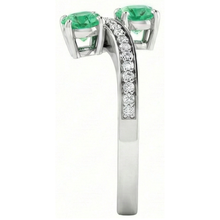 Afbeelding in Gallery-weergave laden, Toi et Moi ronde groene smaragd 2,60 karaat Natuurlijke echte diamanten ( niet in een laboratorium gekweekt ) ring wit goud 14K