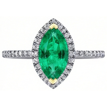 Afbeelding in Gallery-weergave laden, Colombiaanse Smaragd Edelsteen Ring 2,50-karaat Tweekleurig 14K Goud – hoekaanzicht