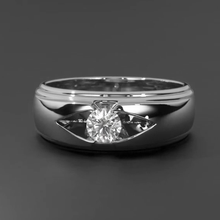Afbeelding in Gallery-weergave laden, Trendy Heren Ring Echte Ronde Diamant Solitaire