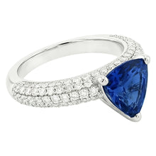 Afbeelding in Gallery-weergave laden, Triljoen edelsteen blauwe saffier ring pave set Natuurlijke echte diamant ( niet in het laboratorium gekweekt )en 3 karaat