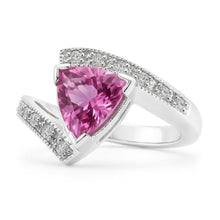 Afbeelding in Gallery-weergave laden, Triljoen geslepen roze saffier Natuurlijke echte diamanten ( niet in een laboratorium gekweekt ) ring witgouden sieraden 1,25 ct