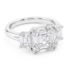 Afbeelding in Gallery-weergave laden, Trouwring met 3 Stenen, Asscher & Trapezium Natuurlijke Echte Diamanten (Niet labgekweekt) 7.50 Karaat 14K Goud