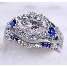 Afbeelding in Gallery-weergave laden, Trouwring Set Echt Diamant Blauwe Saffier 5 Karaat Vrouwen Sieraden