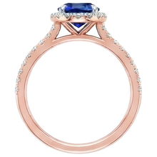 Afbeelding in Gallery-weergave laden, Twee Kleurige Blauwe Saffier Halo Diamant Ring Prong Set