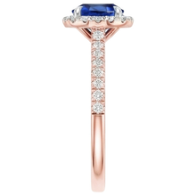 Afbeelding in Gallery-weergave laden, Twee Kleurige Blauwe Saffier Halo Diamant Ring Prong Set