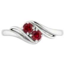 Afbeelding in Gallery-weergave laden, Twee stenen 1 karaat robijn ring wit goud 14K