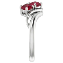 Afbeelding in Gallery-weergave laden, Twee stenen 1 karaat robijn ring wit goud 14K