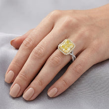 Afbeelding in Gallery-weergave laden, Tweekleurig 14K Goud Pavé Gele Kanarie Diamant Ring 3 karaat