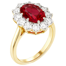 Afbeelding in Gallery-weergave laden, Tweekleurig goud 14K 4.75 ct rode robijn met Natuurlijke echte diamanten ( niet in een laboratorium gekweekt ) ring Nieuw
