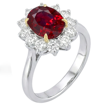 Afbeelding in Gallery-weergave laden, Tweekleurige 5,75 ct ovale robijn en Natuurlijke echte diamanten ( niet in een laboratorium gekweekt ) ring wit goud 14k