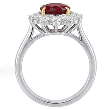 Afbeelding in Gallery-weergave laden, Tweekleurige 5,75 ct ovale robijn en Natuurlijke echte diamanten ( niet in een laboratorium gekweekt ) ring wit goud 14k