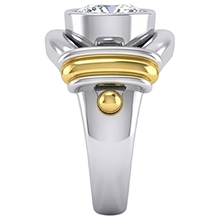Afbeelding in Gallery-weergave laden, Tweekleurige Diamanten Solitaire Herenring Kastzetting 2 Karaat