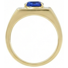 Afbeelding in Gallery-weergave laden, Tweekleurige gouden 14K ovale saffier en ronde Natuurlijke echte diamanten ( niet in een laboratorium gekweekt ) ring 2.31 ct.