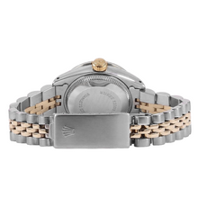 Afbeelding in Gallery-weergave laden, Tweekleurige jubileum Rolex datumjust dameshorloge met diamant wijzerplaat en gekartelde lunette