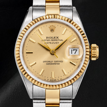 Afbeelding in Gallery-weergave laden, Rolex Datejust 6917 26mm Champagne Wijzerplaat met Streepindexen Tweekleurig Horloge