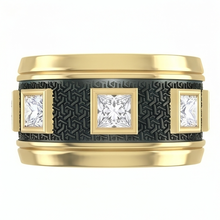 Afbeelding in Gallery-weergave laden, Unieke Heren Ring Twee Kleurig Met Prinses Geslepen Natuurlijke Aarde Gedolven Diamanten