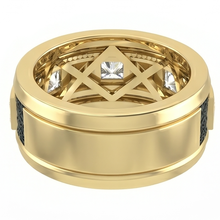 Afbeelding in Gallery-weergave laden, Unieke Heren Ring Twee Kleurig Met Prinses Geslepen Natuurlijke Aarde Gedolven Diamanten