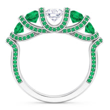 Afbeelding in Gallery-weergave laden, Unieke stijl ronde Natuurlijke echte diamanten ( niet in een laboratorium gekweekt ) smaragd ring 3,90 karaat