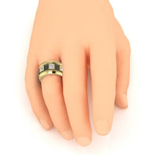 Afbeelding in Gallery-weergave laden, Unieke Heren Ring Twee Kleurig Met Prinses Geslepen Natuurlijke Aarde Gedolven Diamanten