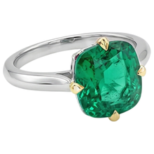 Afbeelding in Gallery-weergave laden, Sieraadsteen Ring Bicolor 14K Goud met Fijne Smaragd – zijaanzicht