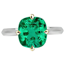 Afbeelding in Gallery-weergave laden, Sieraadsteen Ring Bicolor 14K Goud met Fijne Smaragd – profielaanzicht