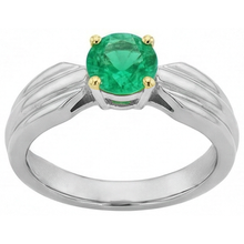 Afbeelding in Gallery-weergave laden, Edelsteen Ring Bicolor 14K Goud met Colombiaanse Smaragd – hoekaanzicht