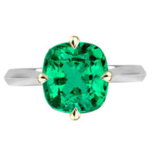 Afbeelding in Gallery-weergave laden, Sieraadsteen Ring Bicolor 14K Goud met Fijne Smaragd – hoofdaanzicht