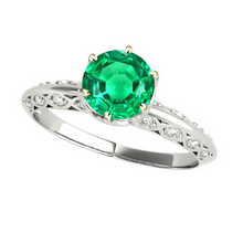 Afbeelding in Gallery-weergave laden, Fijne Smaragd Edelsteen Ring 2-karaat Bicolor 14K Goud – hoofdaanzicht