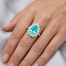 Afbeelding in Gallery-weergave laden, VVS Halo Ring – Neon Paraiba 5 karaat 14K Witgoud