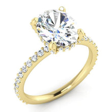 Afbeelding in Gallery-weergave laden, Verborgen Halo Ovale Pave Echt Diamant Ring