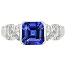 Afbeelding in Gallery-weergave laden, echte asscher diamant 2karaat ring zijaanzicht
