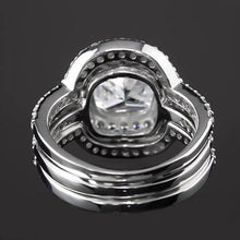 Afbeelding in Gallery-weergave laden, Verlovings Jubileumring Set 5 Karaats Echt Diamant Kussen Gesneden Wit Goud 14K
