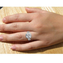 Afbeelding in Gallery-weergave laden, Verlovings Jubileumring Set 5 Karaats Echt Diamant Kussen Gesneden Wit Goud 14K